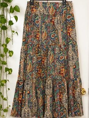 Natural Life  Multi-Color Printed Tiered Maxi Skirt